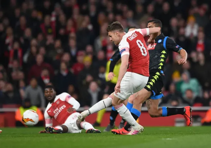 Framed Print : Aaron Ramsey Scores in Arsenal's Europa League Quarterfinal Victory over Napoli (2018-19) Framed Print : Aaron Ramsey Scores in Arsenal's Europa League Quarterfinal Victory over Napoli (2018-19)