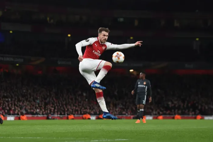 Framed Print : Aaron Ramsey Scores Arsenal's Third Goal Against CSKA Moscow in Europa League Quarterfinal Framed Print : Aaron Ramsey Scores Arsenal's Third Goal Against CSKA Moscow in Europa League Quarterfinal