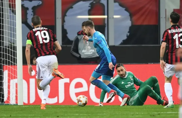 Framed Print : Aaron Ramsey Scores Arsenal's Second Goal: AC Milan vs Arsenal, UEFA Europa League Round of 16 (2018) Framed Print : Aaron Ramsey Scores Arsenal's Second Goal: AC Milan vs Arsenal, UEFA Europa League Round of 16 (2018)