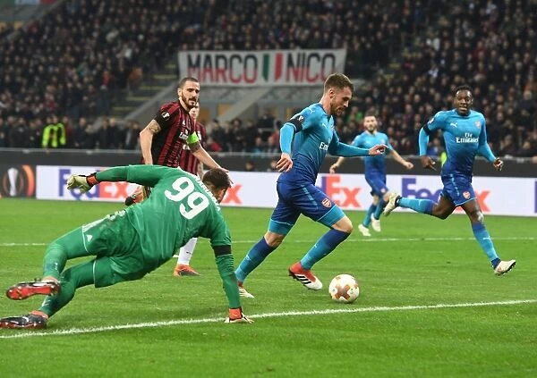 Aaron Ramsey Scores the Decisive Goal Past Gianluigi Donnarumma: Arsenal's Europa League Triumph over AC Milan (2018)