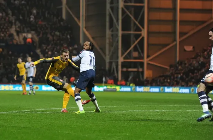 Framed Print : Aaron Ramsey Scores First Arsenal Goal of 2017 Against Preston North End in FA Cup