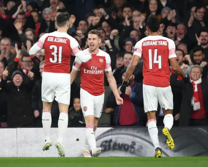 Framed Print : Aaron Ramsey Scores First Europa League Goal for Arsenal vs. Napoli (2018-19) Framed Print : Aaron Ramsey Scores First Europa League Goal for Arsenal vs. Napoli (2018-19)