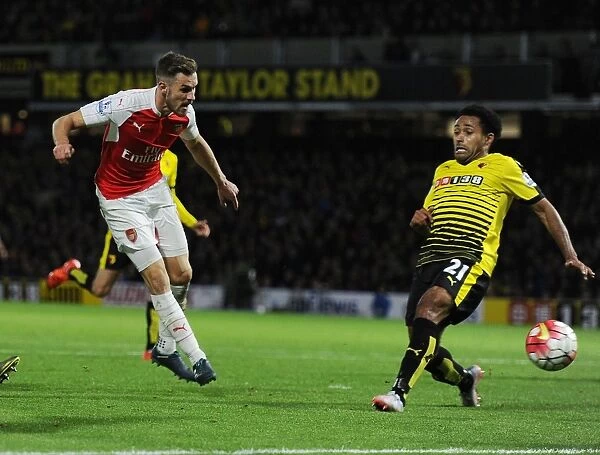 Aaron Ramsey Scores His Third Goal Against Watford in the 2015 / 16 Premier League