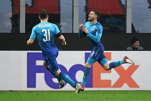 Aaron Ramsey and Sead Kolasinac Celebrate Arsenal's Europa League Goals Against AC Milan (2018)