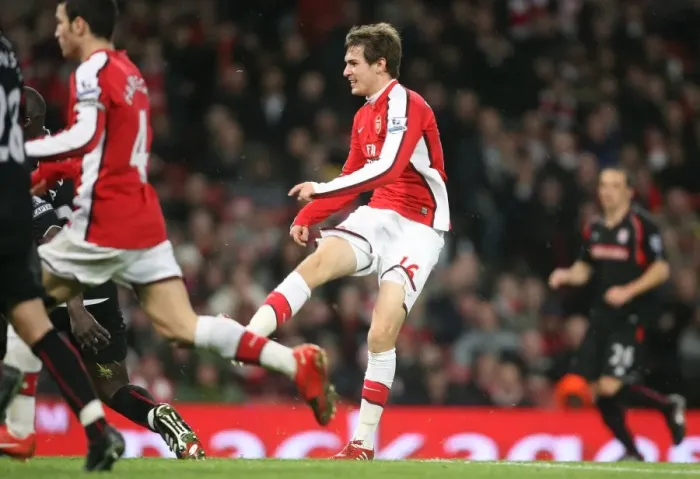Framed Print : Aaron Ramsey shoots past Stoke goalkeeper Thomas Sorensen to score the 2nd Arsenal goal Framed Print : Aaron Ramsey shoots past Stoke goalkeeper Thomas Sorensen to score the 2nd Arsenal goal