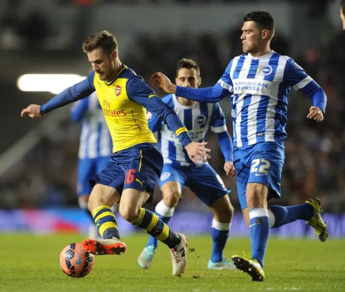 Framed Print : Aaron Ramsey vs. Danny Holla: FA Cup Clash Between Brighton & Hove Albion and Arsenal Framed Print : Aaron Ramsey vs. Danny Holla: FA Cup Clash Between Brighton & Hove Albion and Arsenal