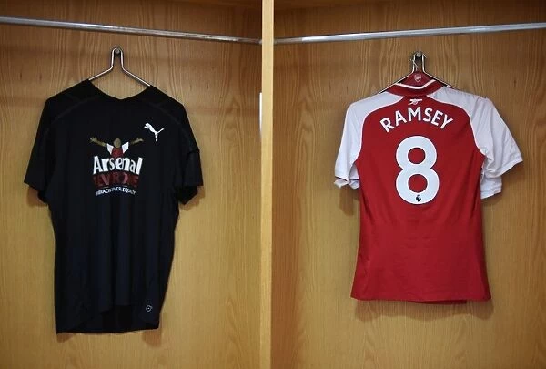 Aaron Ramsey's Empty Arsenal Changing Room Hanger - Arsenal v Brighton & Hove Albion, 2017-18