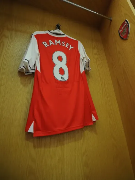 Framed Print : Aaron Ramsey's Arsenal Shirt in the Changing Room before Arsenal vs. Sunderland (2016-17)