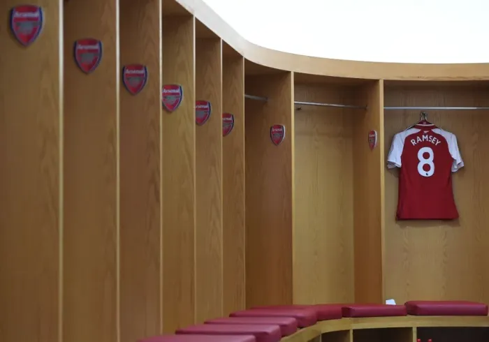 Framed Print : Aaron Ramsey's Arsenal Shirt in the Changing Room before Arsenal vs. Tottenham Hotspur (2017-18)