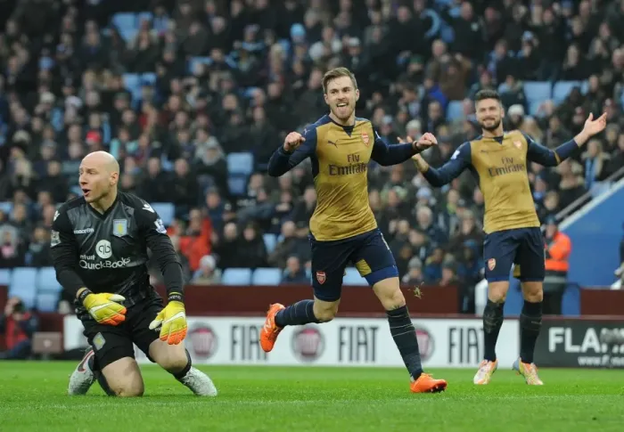 Framed Print : Aaron Ramsey's Brilliant Double: Arsenal's Triumph Over Aston Villa (December 2015)