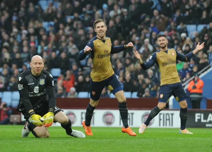 Framed Print : Aaron Ramsey's Double: Arsenal's Triumph over Aston Villa (December 2015)