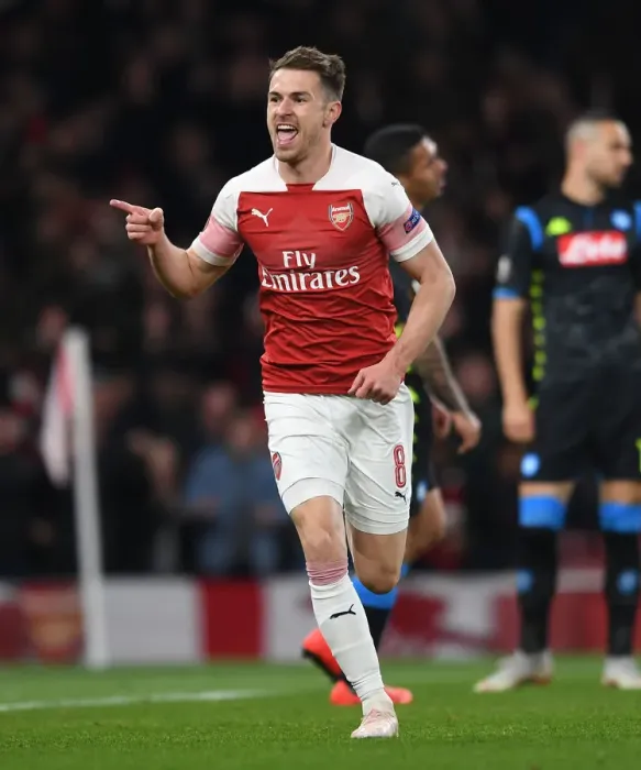 Framed Print : Aaron Ramsey's Dramatic Goal: Arsenal's Europa League Quarterfinal Victory over Napoli