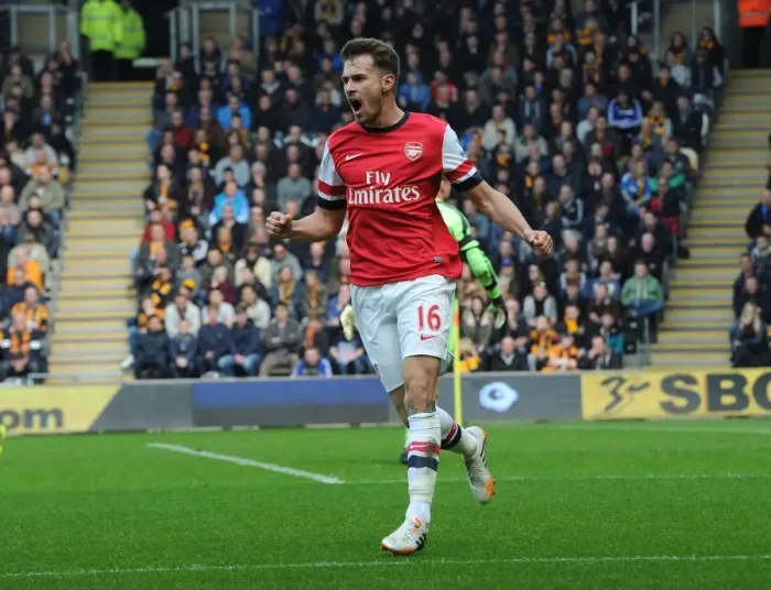 Framed Print : Aaron Ramsey's Euphoric Goal Celebration: Hull City vs. Arsenal, Premier League 2013 / 14 Framed Print : Aaron Ramsey's Euphoric Goal Celebration: Hull City vs. Arsenal, Premier League 2013 / 14