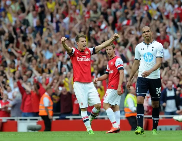 Framed Print : Aaron Ramsey's Euphoric Moment: Arsenal's Triumph Over Tottenham Hotspur (2013-14)