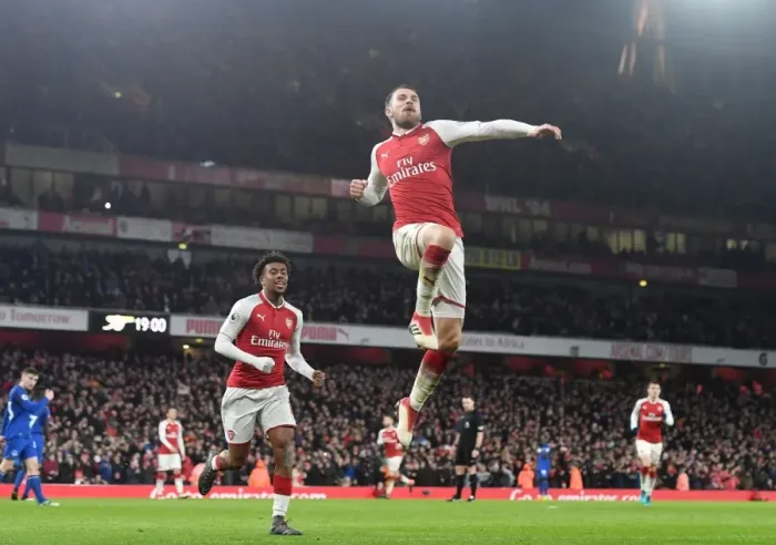 Framed Print : Aaron Ramsey's Hat-Trick: Arsenal's Triumph Over Everton in the Premier League 2017-18