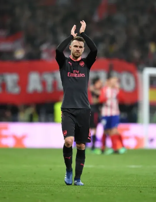 Framed Print : Aaron Ramsey's Triumphant Clap: Arsenal's Europa League Semi-Final Battle with Atletico Madrid Framed Print : Aaron Ramsey's Triumphant Clap: Arsenal's Europa League Semi-Final Battle with Atletico Madrid