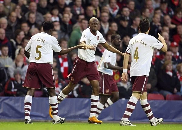 Abou Diaby and Kolo Toure: Unforgettable Goal Celebration in Arsenal's UEFA Champions League Battle at Anfield, 2008
