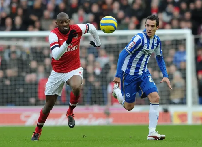 Framed Print : Abou Diaby Outsmarts David Lopez: FA Cup Clash between Arsenal and Brighton Framed Print : Abou Diaby Outsmarts David Lopez: FA Cup Clash between Arsenal and Brighton
