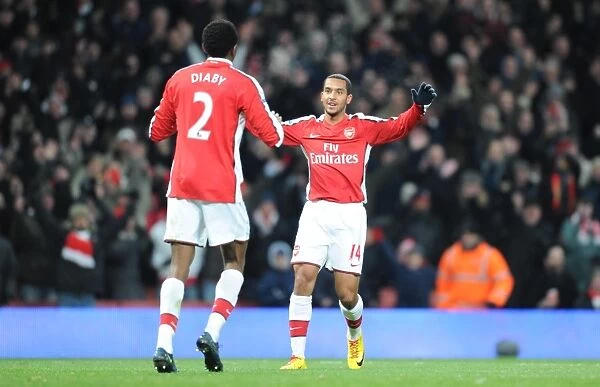 Abou Diaby and Theo Walcott Celebrate Arsenal's 3rd Goal vs. Hull City (3:0)