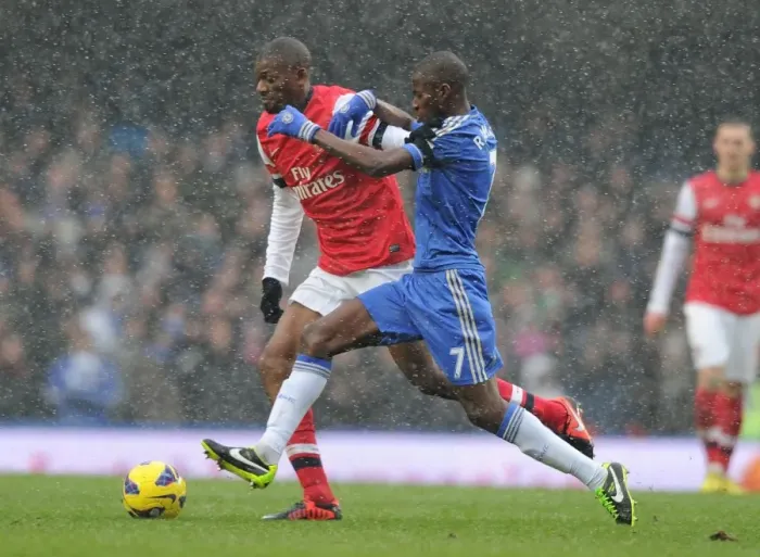 Framed Print : Abou Diaby vs Ramires: Intense Battle in Chelsea vs Arsenal Premier League Clash (2012-13) Framed Print : Abou Diaby vs Ramires: Intense Battle in Chelsea vs Arsenal Premier League Clash (2012-13)