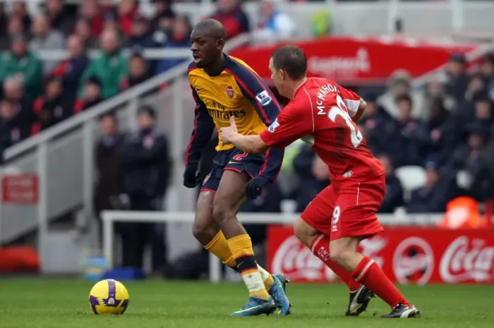Framed Print : Abou Diaby vs. Tony McMahon: Stalemate at The Riverside Stadium, Middlesbrough (Barclays Premier League, 13 / 12 / 08)