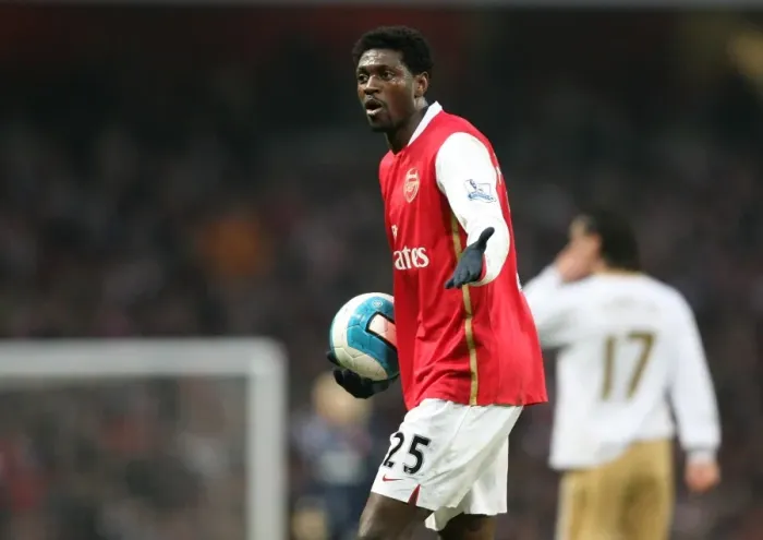 Framed Print : Adebayor in Action: Arsenal vs. Middlesbrough, 2007 (1:1) Framed Print : Adebayor in Action: Arsenal vs. Middlesbrough, 2007 (1:1)