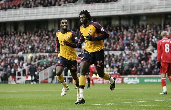 Adebayor and Djourou's Unforgettable Goal Celebration: Arsenal's 1-1 Draw against Middlesbrough (December 2008)