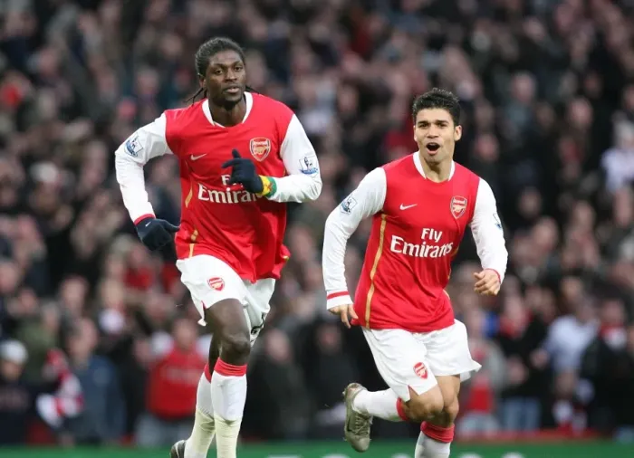Framed Print : Adebayor and Eduardo: Unstoppable Duo - Arsenal's Historic First Goals in FA Cup Victory over Newcastle (3:0)