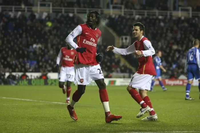 Framed Print : Adebayor and Fabregas: Arsenal's 1000th Goal in the Premier League - Reading 1:3 Arsenal