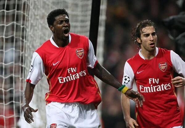 Adebayor and Flamini: Unforgettable Goal Celebration in Arsenal's UEFA Champions League Battle against Liverpool (2008)