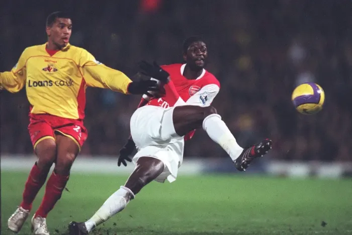 Framed Print : Adebayor's Double: Arsenal Edge Past Watford 2-1 in The Barclays Premiership, December 2006 Framed Print : Adebayor's Double: Arsenal Edge Past Watford 2-1 in The Barclays Premiership, December 2006