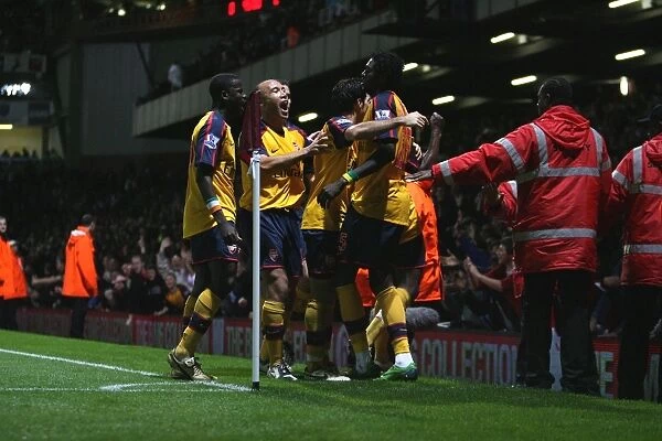 Adebayor's Double: Arsenal's Celebration after 2nd Goal vs. West Ham (Eboue, Silvestre, Fabregas)