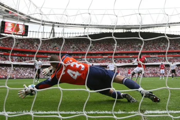 Framed Print : Adebayor's Penalty: Arsenal's 3rd Goal in 5-0 Victory over Derby County