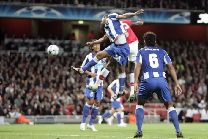 Framed Print : Adebayor's Pressure-Cooker Goal: Arsenal's 4-0 Victory Over Porto in the Champions League