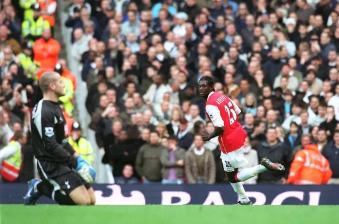 Framed Print : Adebayor's Thrilling Goal: Arsenal Takes the Lead 1-0 Against Tottenham Hotspur (3:1 Final Score) Framed Print : Adebayor's Thrilling Goal: Arsenal Takes the Lead 1-0 Against Tottenham Hotspur (3:1 Final Score)