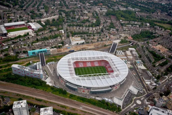 Framed Print : Aerial Triumph: Arsenal's 2-1 Victory over Ajax in Bergkamp's Testimonial at Emirates Stadium (2006)