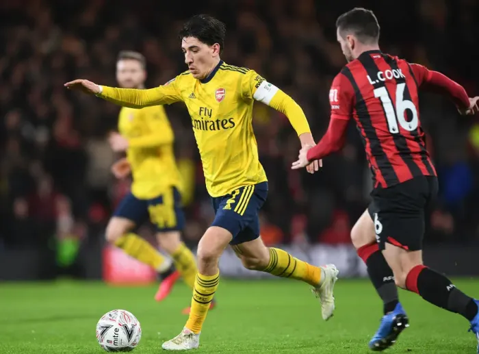 Framed Print : AFC Bournemouth vs. Arsenal FC: Hector Bellerin Clashes with Lewis Cook in FA Cup Fourth Round Framed Print : AFC Bournemouth vs. Arsenal FC: Hector Bellerin Clashes with Lewis Cook in FA Cup Fourth Round