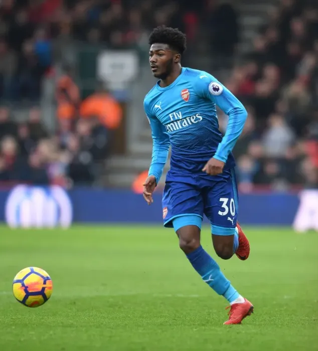 Framed Print : Ainsley Maitland-Niles in Action: AFC Bournemouth vs. Arsenal, Premier League 2017-18