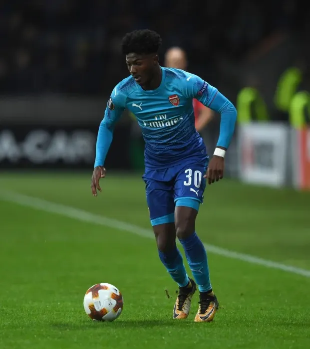 Framed Print : Ainsley Maitland-Niles in Action for Arsenal against FC BATE Borisov, UEFA Europa League 2017-18