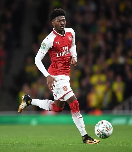 Ainsley Maitland-Niles in Action for Arsenal against Norwich City - Carabao Cup 2017-18