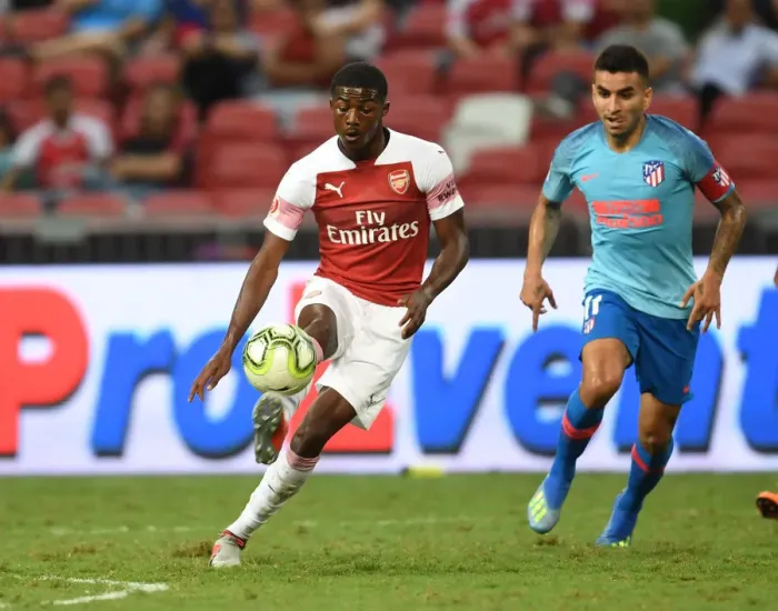 Framed Print : Ainsley Maitland-Niles in Action: Arsenal vs Atletico Madrid, International Champions Cup 2018