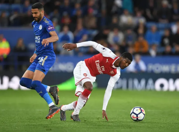 Framed Print : Ainsley Maitland-Niles Outmaneuvers Riyad Mahrez in Leicester vs Arsenal Premier League Clash Framed Print : Ainsley Maitland-Niles Outmaneuvers Riyad Mahrez in Leicester vs Arsenal Premier League Clash