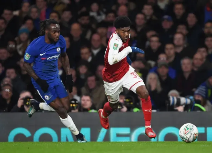 Framed Print : Ainsley Maitland-Niles vs Victor Moses: Carabao Cup Semi-Final Showdown (Chelsea v Arsenal) Framed Print : Ainsley Maitland-Niles vs Victor Moses: Carabao Cup Semi-Final Showdown (Chelsea v Arsenal)
