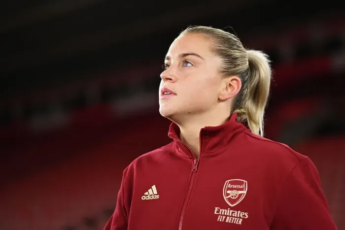 Framed Print : Alessia Russo's Pre-Match Focus: Southampton Women vs. Arsenal Women - FA WSL Cup 2023-24