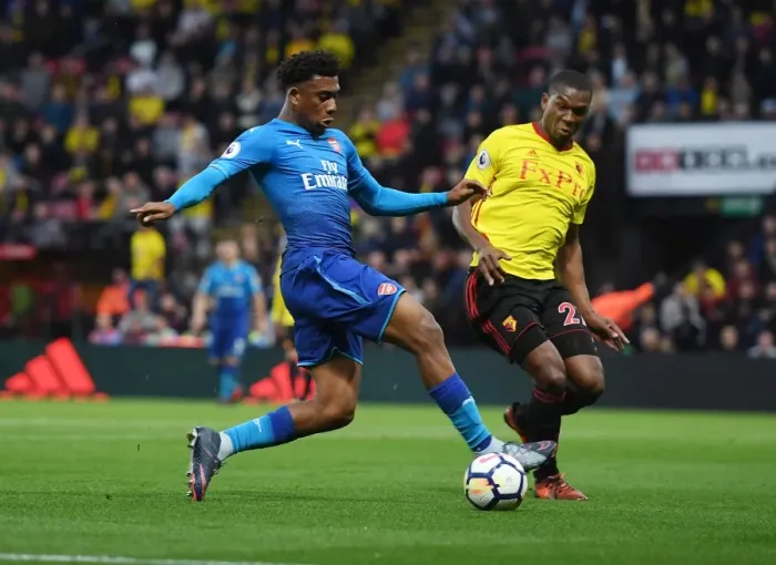 Framed Print : Alex Iwobi in Action: Arsenal vs Watford, Premier League 2017-18