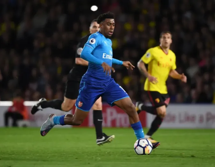 Framed Print : Alex Iwobi in Action: Arsenal vs. Watford, Premier League 2017-18