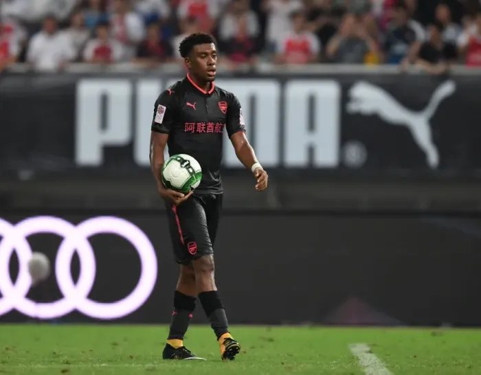 Framed Print : Alex Iwobi in Action: Bayern Munich vs. Arsenal, Shanghai Pre-Season Friendly 2017