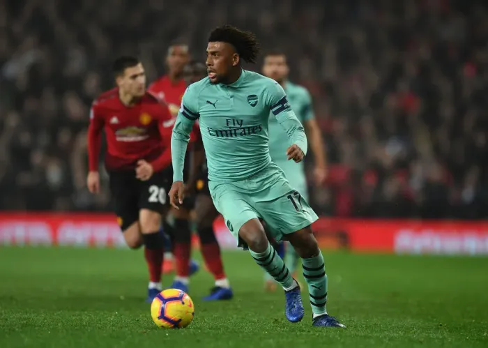 Framed Print : Alex Iwobi in Action: Manchester United vs. Arsenal, Premier League 2018-19
