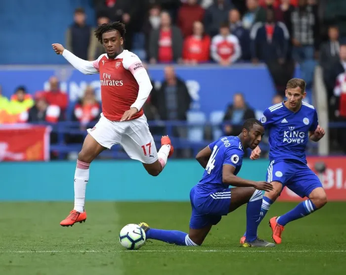 Framed Print : Alex Iwobi Outwits Pereira: Thrilling Premier League Showdown Between Arsenal and Leicester Framed Print : Alex Iwobi Outwits Pereira: Thrilling Premier League Showdown Between Arsenal and Leicester