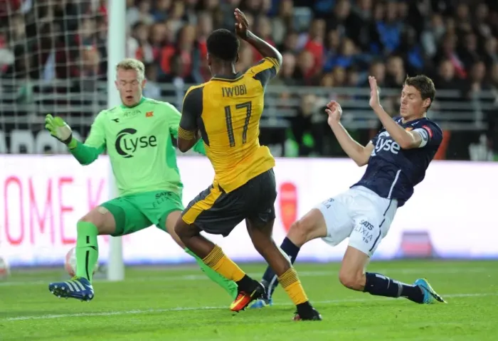Framed Print : Alex Iwobi Scores First Arsenal Goal: Viking FK vs Arsenal, 2016